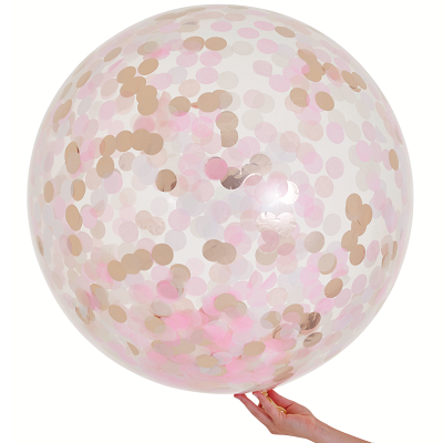 Jumbo 90cm Pink & Gold Confetti Balloon – Ruby Rabbit